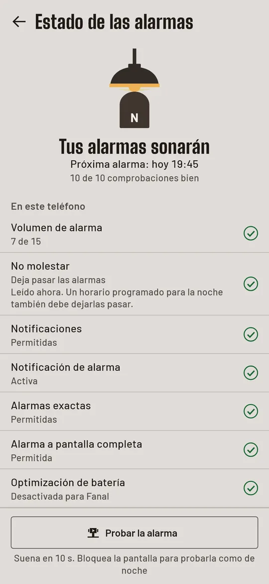 Lo que impediría sonar a tu alarma, en una línea